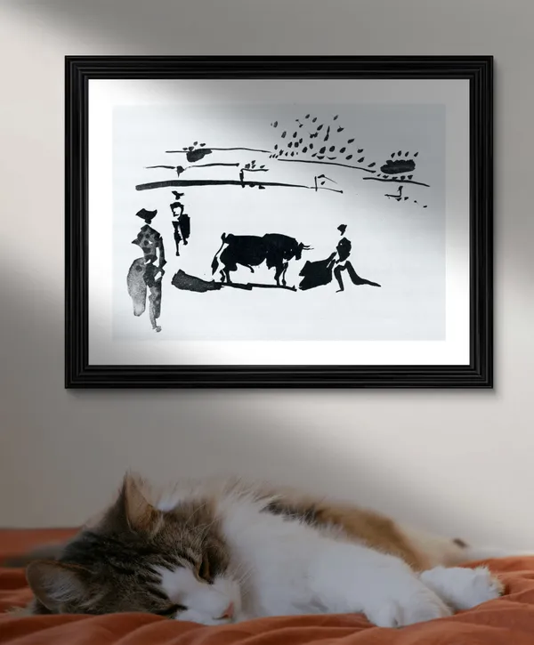 Bullfight_9,_A_Painting_by_Pablo_Picasso,_Framed,_Wall_Decor,_Multicolor
