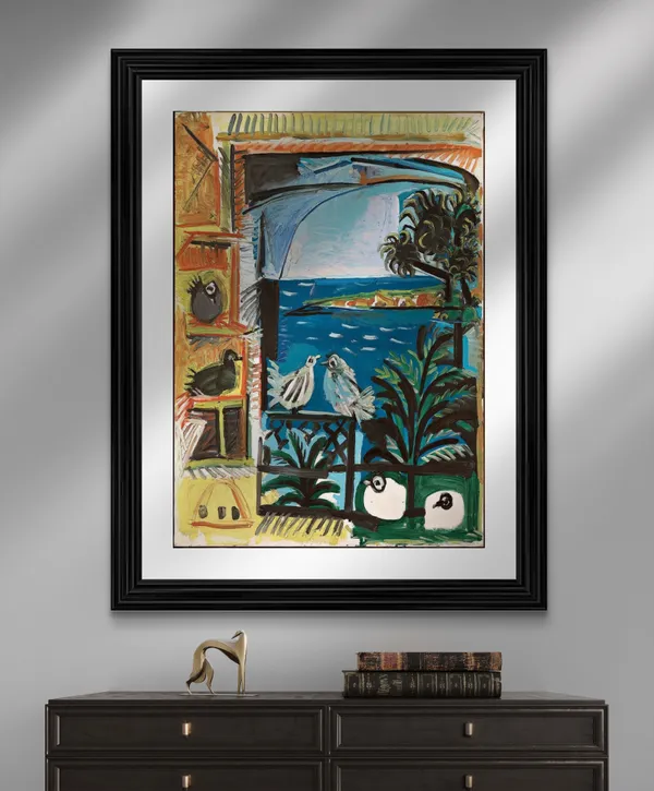 Still_Life_from_Window_&_Pigeons_at_Cannes,_Paintings_by_Pablo_Picasso,_Framed,_Set_of_2,_,_Multicolor