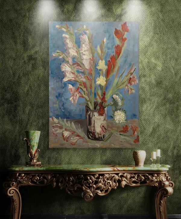 Vase_with_Gladioli_and_Chinese_Asters_1886,_A_Painting_by_Van_Gogh,_Framed_Canvas,_Multicolor