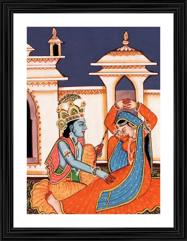 Radha-Krishna,_Indian_Traditional_Painting,_Framed,_Wall_D�cor,_Multicolor