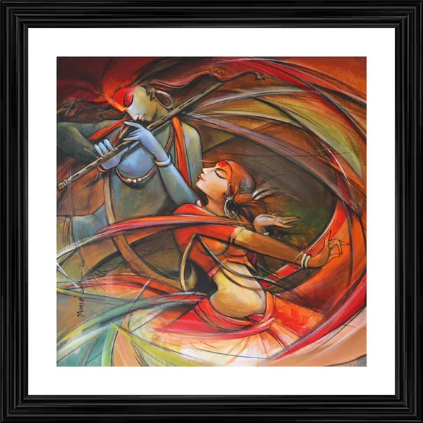 Radha-Krishna,_Indian_Traditional_Painting,_Framed,_Wall_D�cor,_Multicolor