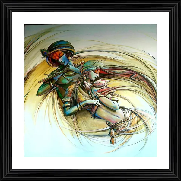 Radha-Krishna,_Indian_Traditional_Painting,_Framed,_Wall_D�cor,_Multicolor