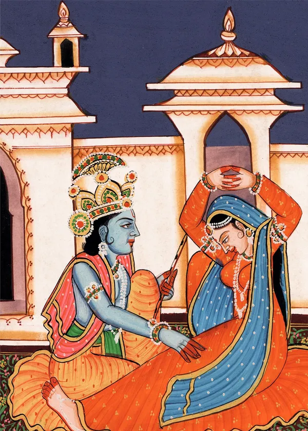 Radha-Krishna,_Indian_Traditional_Painting,_Framed,_Wall_D�cor,_Multicolor