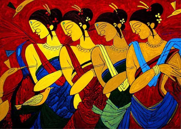 Dancing_Women_,_Indian_Traditional_Painting,_Framed,_Wall_D�cor,_Multicolor