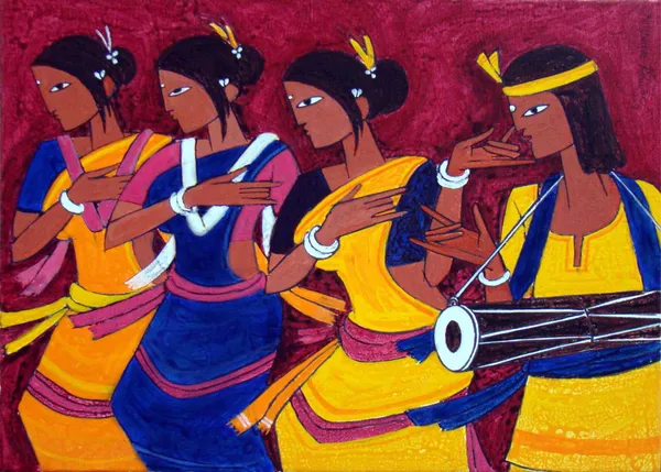 Dancing_Women_,_Indian_Traditional_Painting,_Framed,_Wall_D�cor,_Multicolor