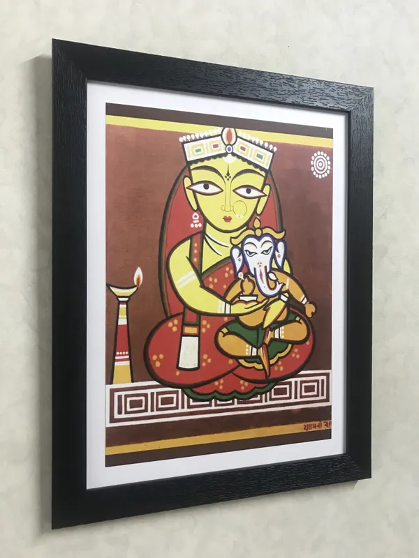 *Ganesh-Parvati*_-_A_Jamini_Roy_Painting,_Framed_Wall_Decor,_Multicolor