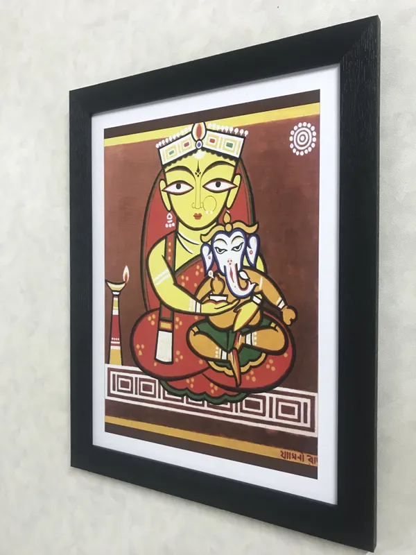 *Ganesh-Parvati*_-_A_Jamini_Roy_Painting,_Framed_Wall_Decor,_Multicolor