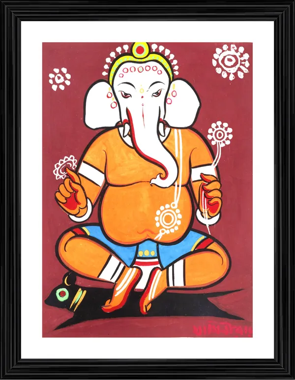 *Ganesh*_-_A_Jamini_Roy_Painting,_Framed_Wall_Decor,_Multicolor