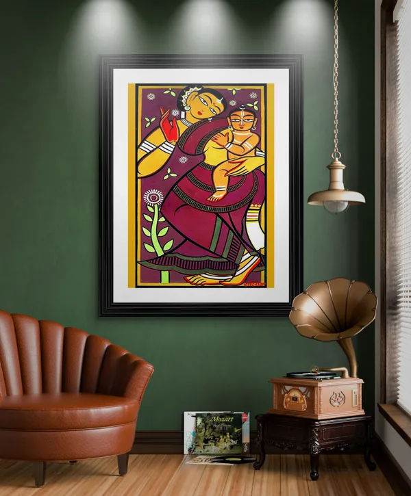 *Mother_and_Child_2*_-_A_Jamini_Roy_Painting,_Framed_Wall_Decor,_Multicolor