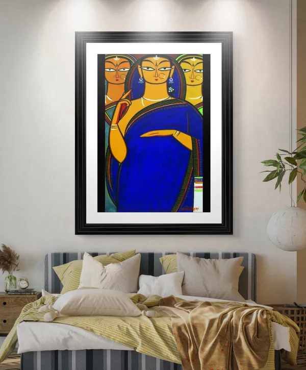 *Three_Pujarans*_-_A_Jamini_Roy_Painting,_Framed_Wall_Decor,_Multicolor