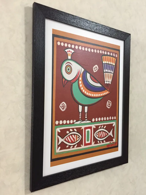 *Bird_and_Fishes*_-_A_Jamini_Roy_Painting,_Framed_Wall_Decor,_Multicolor