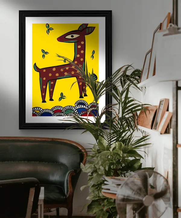 *Deer*_-_A_Jamini_Roy_Painting,_Framed_Wall_Decor,_Multicolor
