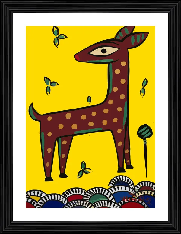 *Deer*_-_A_Jamini_Roy_Painting,_Framed_Wall_Decor,_Multicolor