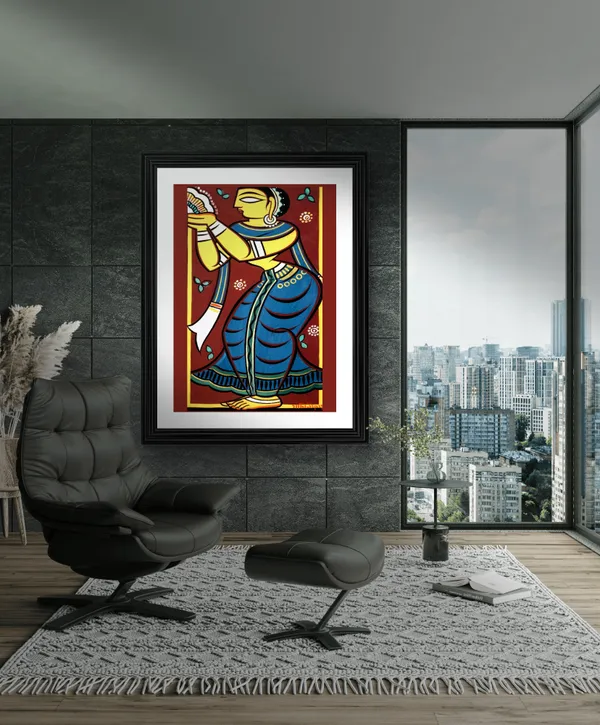 *Dancing_Woman_2*_-_A_Jamini_Roy_Painting,_Framed_Wall_Decor,_Multicolor