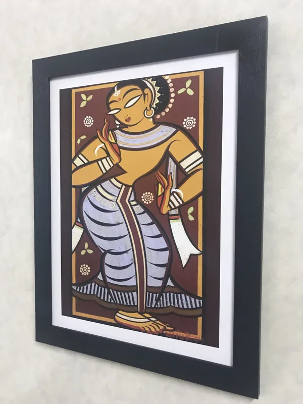 *Dancing_Woman_4*_-_A_Jamini_Roy_Painting,_Framed_Wall_Decor,_Multicolor