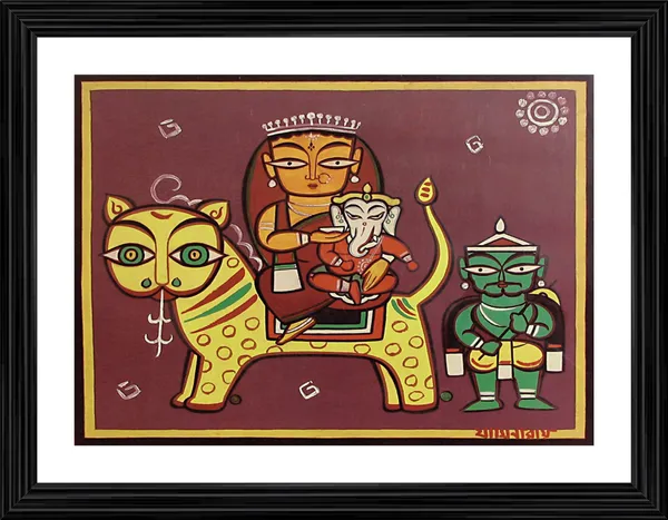 *Parvati-Ganesh*_-_A_Jamini_Roy_Painting,_Framed_Wall_Decor,_Multicolor