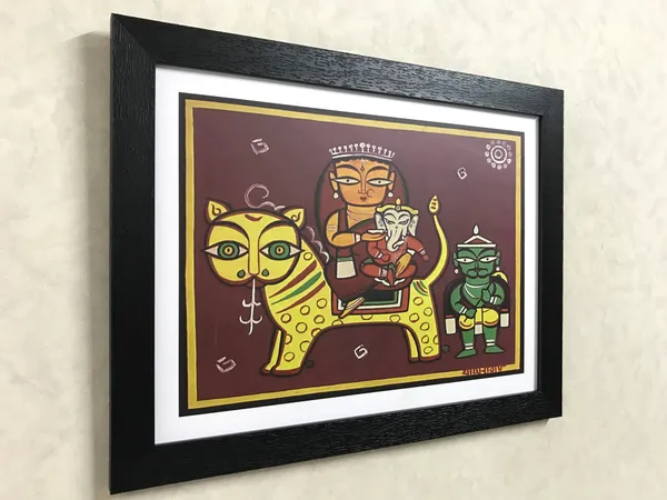 *Parvati-Ganesh*_-_A_Jamini_Roy_Painting,_Framed_Wall_Decor,_Multicolor