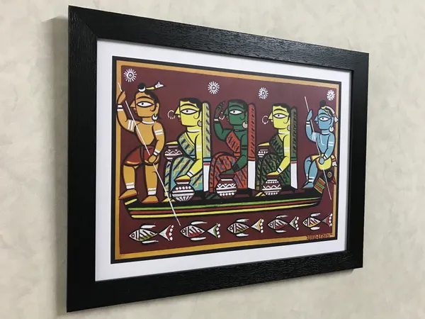 *Krishna_sailing_with_Gopika*_-_A_Jamini_Roy_Painting,_Framed_Wall_Decor,_Multicolor
