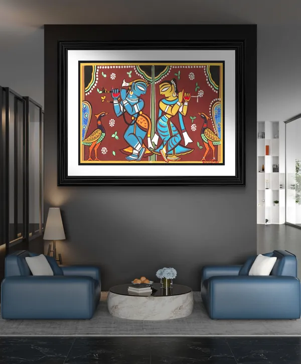 *Radha-Krishna*_-_A_Jamini_Roy_Painting,_Framed_Wall_Decor,_Multicolor