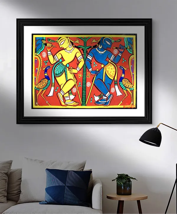 *Krishna-Balram*_-_A_Jamini_Roy_Painting,_Framed_Wall_Decor,_Multicolor
