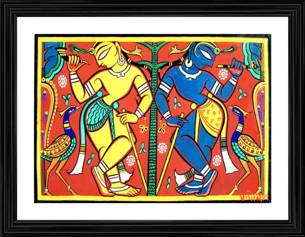 *Krishna-Balram*_-_A_Jamini_Roy_Painting,_Framed_Wall_Decor,_Multicolor