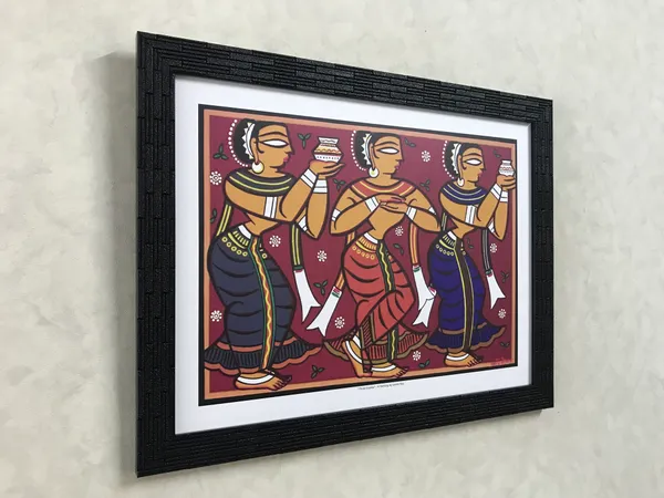 *Three_Gopika*_-_A_Jamini_Roy_Painting,_Framed_Wall_Decor,_Multicolor