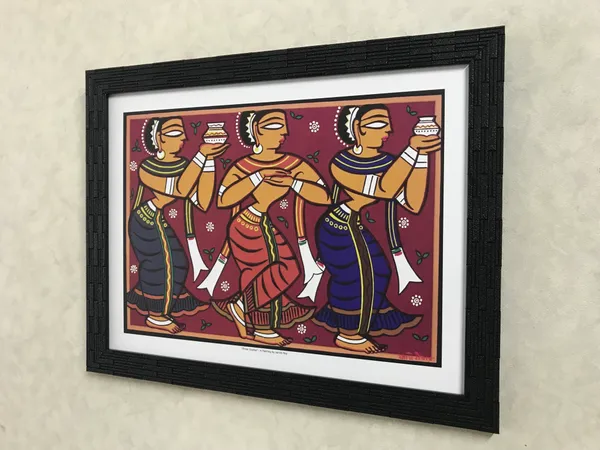 *Three_Gopika*_-_A_Jamini_Roy_Painting,_Framed_Wall_Decor,_Multicolor