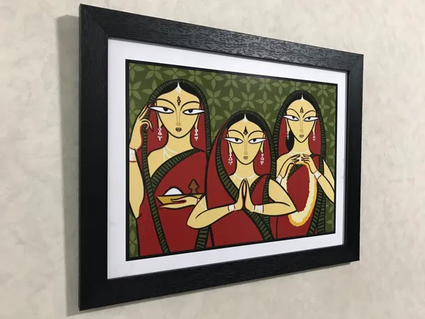 *Three_Worshiping_Women*_-_A_Jamini_Roy_Painting,_Framed_Wall_Decor,_Multicolor