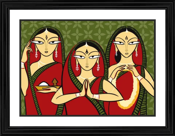 *Three_Worshiping_Women*_-_A_Jamini_Roy_Painting,_Framed_Wall_Decor,_Multicolor