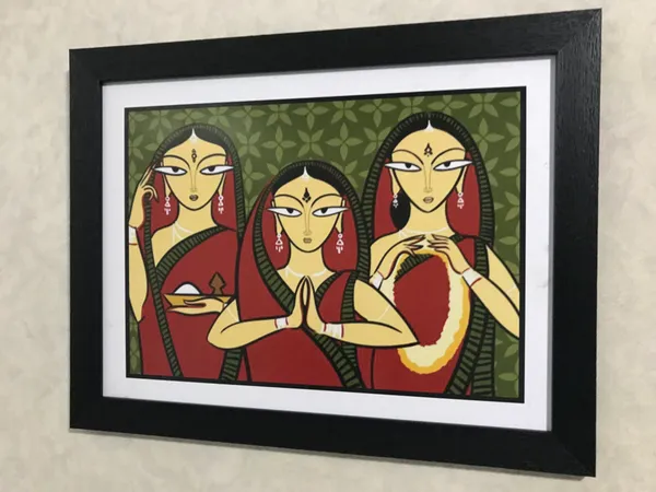 *Three_Worshiping_Women*_-_A_Jamini_Roy_Painting,_Framed_Wall_Decor,_Multicolor