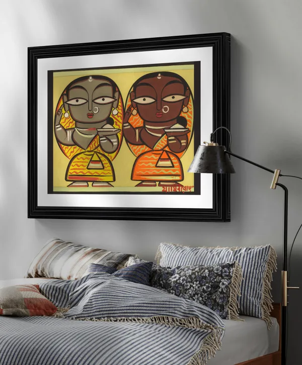 *Two_Worshiping_Women*_-_A_Jamini_Roy_Painting,_Framed_Wall_Decor,_Multicolor