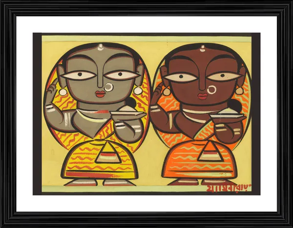 *Two_Worshiping_Women*_-_A_Jamini_Roy_Painting,_Framed_Wall_Decor,_Multicolor