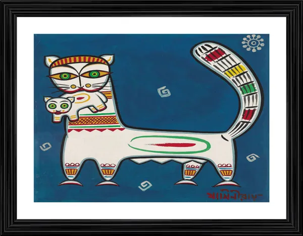 *Cat_and_Kitten*_-_A_Jamini_Roy_Painting,_Framed_Wall_Decor,_Multicolor