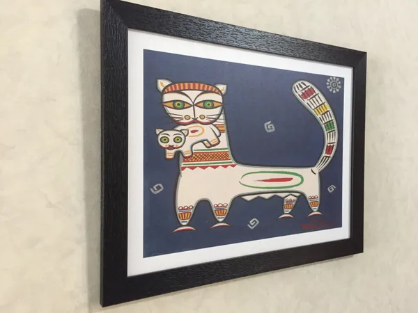 *Cat_and_Kitten*_-_A_Jamini_Roy_Painting,_Framed_Wall_Decor,_Multicolor