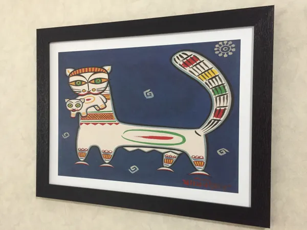 *Cat_and_Kitten*_-_A_Jamini_Roy_Painting,_Framed_Wall_Decor,_Multicolor