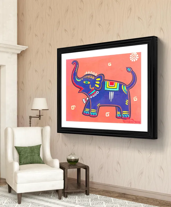 *The_Elephant*_-_A_Jamini_Roy_Painting,_Framed_Wall_Decor,_Multicolor