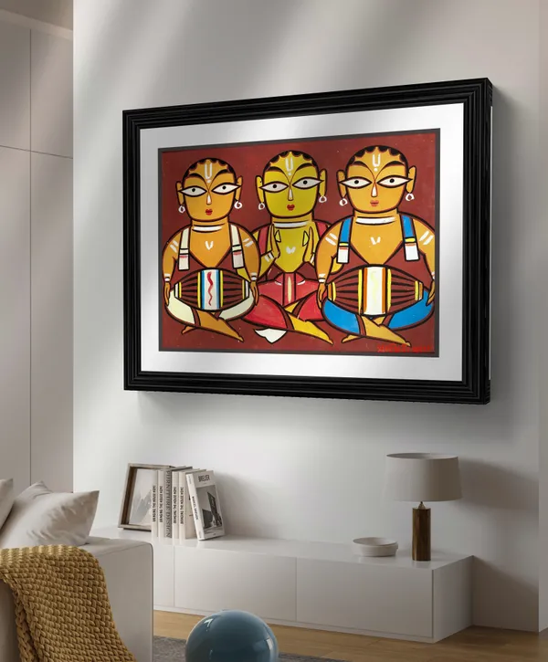 *Three_Musicians_1*_-_A_Jamini_Roy_Painting,_Framed_Wall_Decor,_Multicolor