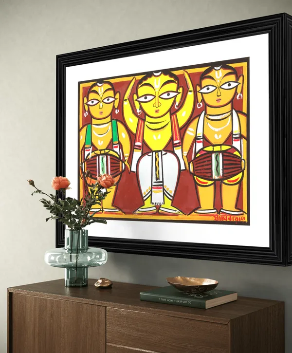 *Three_Musicians_2*_-_A_Jamini_Roy_Painting,_Framed_Wall_Decor,_Multicolor
