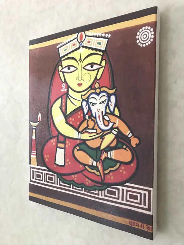Ganesh-Parvati*_-_A_Jamini_Roy_Painting,_Framed_Canvas_Wall_Decor,_Multicolor