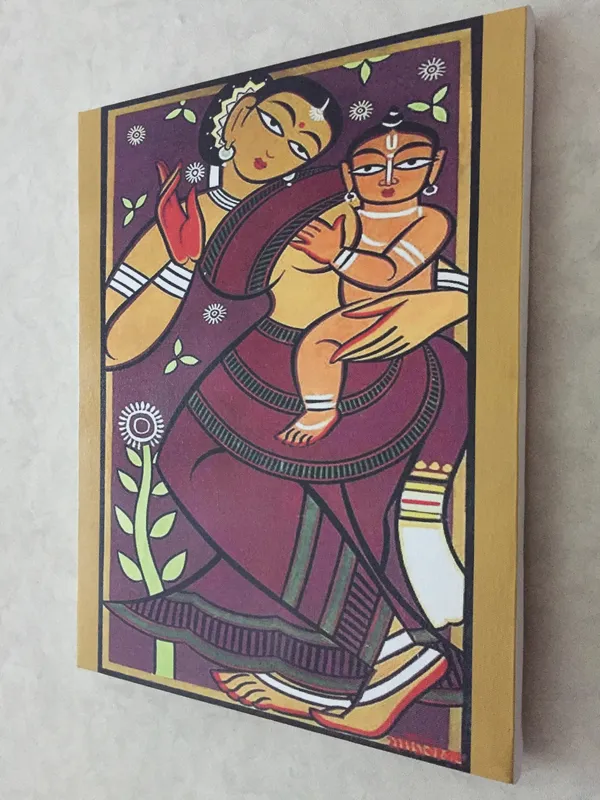 Mother_and_Child_2*_-_A_Jamini_Roy_Painting,_Framed_Canvas_Wall_Decor,_Multicolor