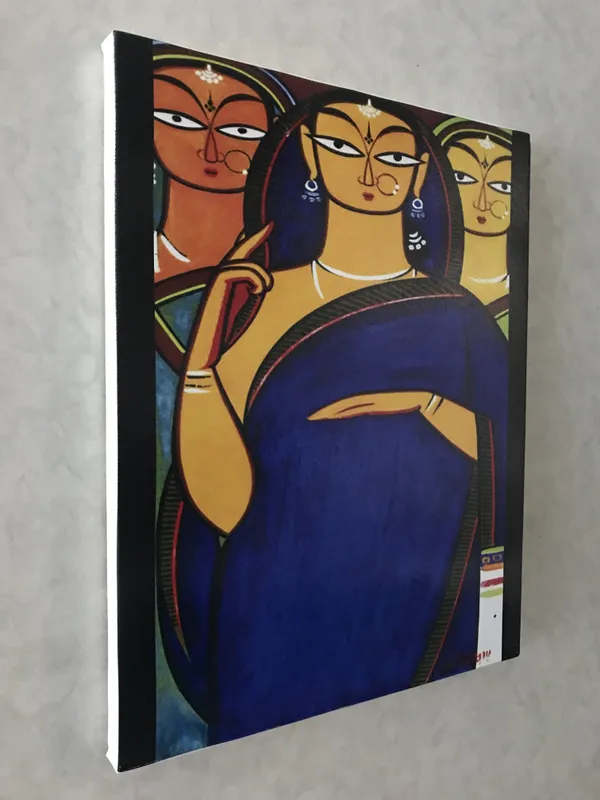 Three_Pujarans*_-_A_Jamini_Roy_Painting,_Framed_Canvas_Wall_Decor,_Multicolor
