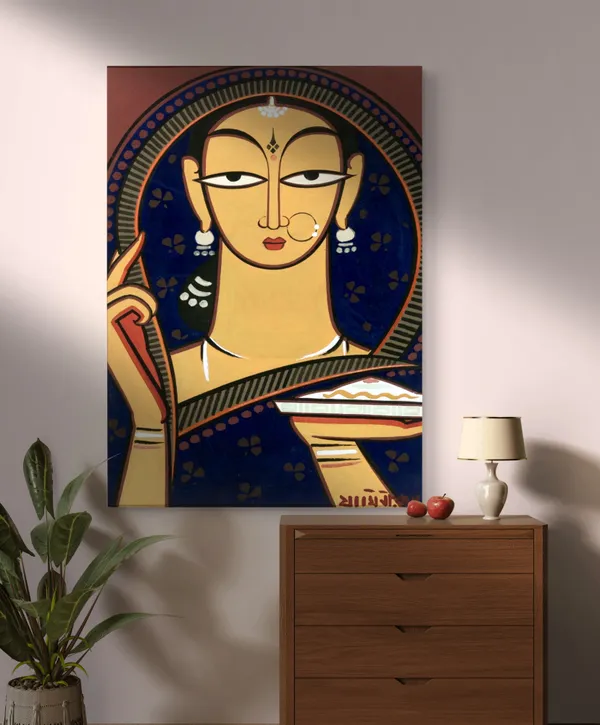 Pujaran*_-_A_Jamini_Roy_Painting,_Framed_Canvas_Wall_Decor,_Multicolor