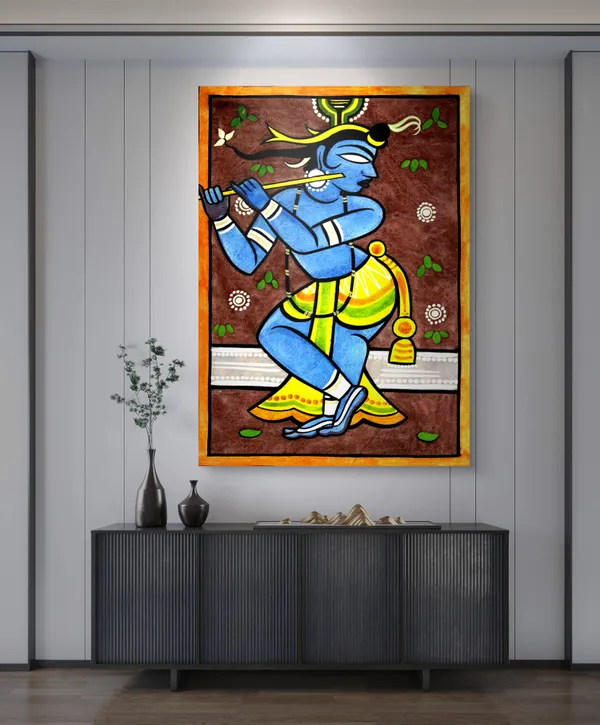 Krishna*_-_A_Jamini_Roy_Painting,_Framed_Canvas_Wall_Decor,_Multicolor