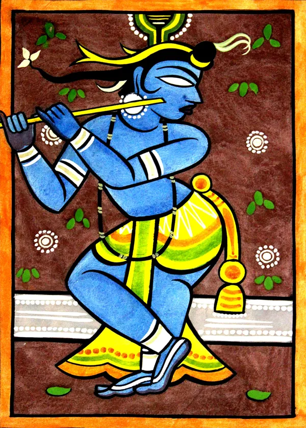 Krishna*_-_A_Jamini_Roy_Painting,_Framed_Canvas_Wall_Decor,_Multicolor