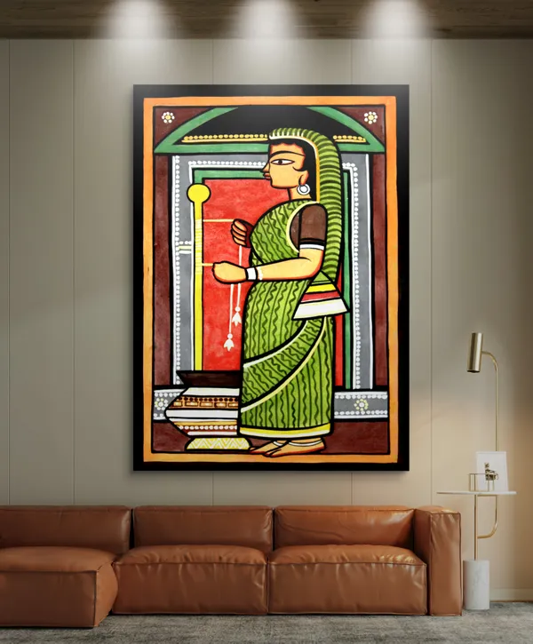 Yashoda*_-_A_Jamini_Roy_Painting,_Framed_Canvas_Wall_Decor,_Multicolor