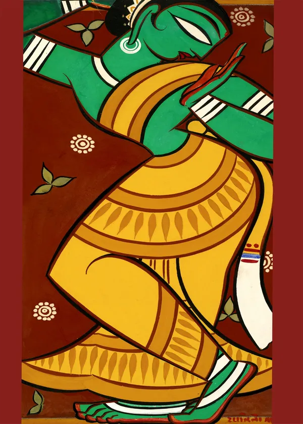 Dancing_Woman_1*_-_A_Jamini_Roy_Painting,_Framed_Canvas_Wall_Decor,_Multicolor