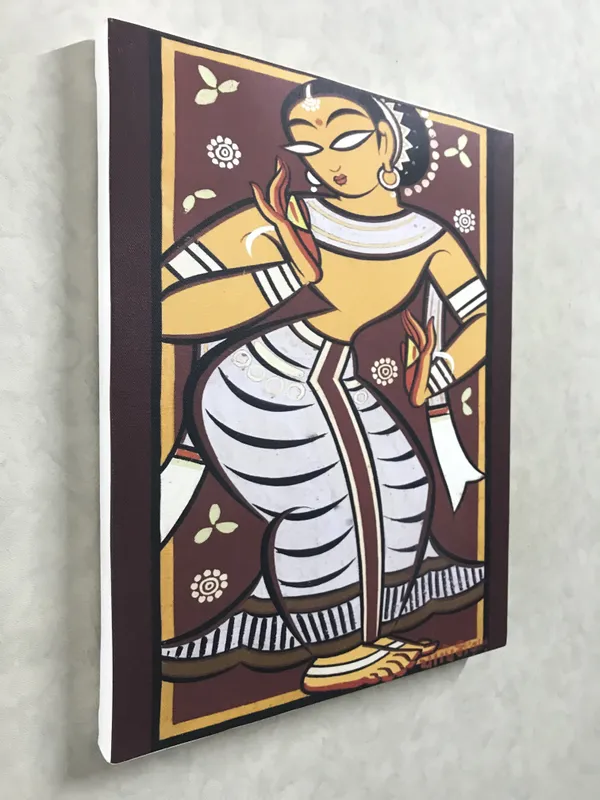 Dancing_Woman_4*_-_A_Jamini_Roy_Painting,_Framed_Canvas_Wall_Decor,_Multicolor