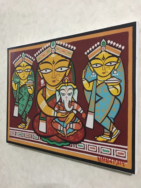 Parvati-Ganesh*_-_A_Jamini_Roy_Painting,_Framed_Canvas_Wall_Decor,_Multicolor