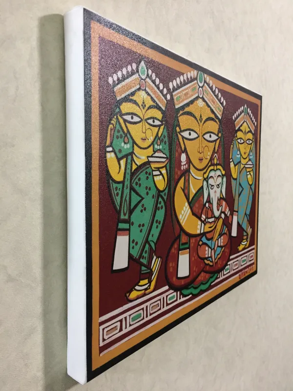 Parvati-Ganesh*_-_A_Jamini_Roy_Painting,_Framed_Canvas_Wall_Decor,_Multicolor