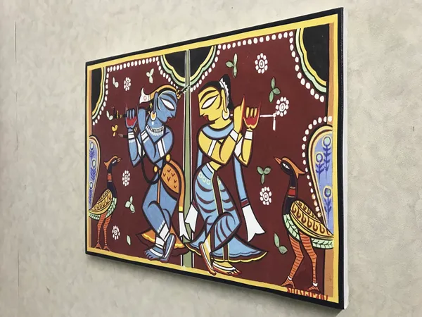 Radha-Krishna*_-_A_Jamini_Roy_Painting,_Framed_Canvas_Wall_Decor,_Multicolor